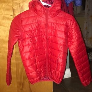 Red down coat